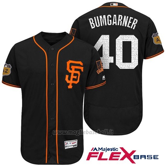 Maglia Baseball Uomo San Francisco Giants Madison Bumgarner San Francisco Nero 2017 Allenamento Primaverile Flex Base Giocatore